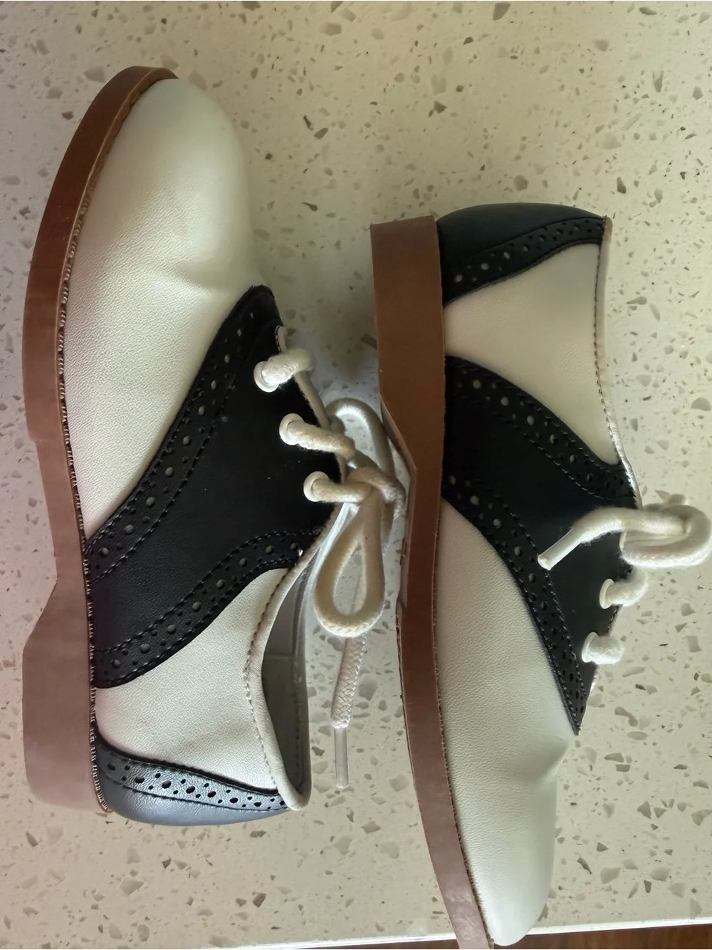 smartfit Navy and White Kids Saddle Dress Shoes
